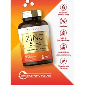 Carlyle Zinc 50mg Tablets | Vegetarian & Non-GMO Supplement