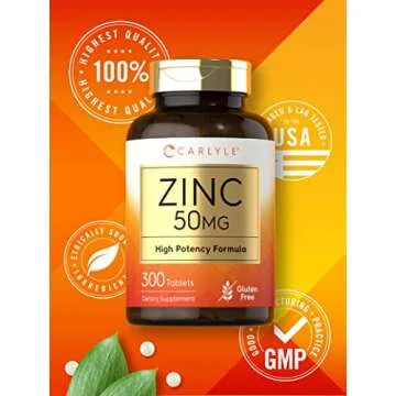 Carlyle Zinc 50mg Tablets | Vegetarian & Non-GMO Supplement