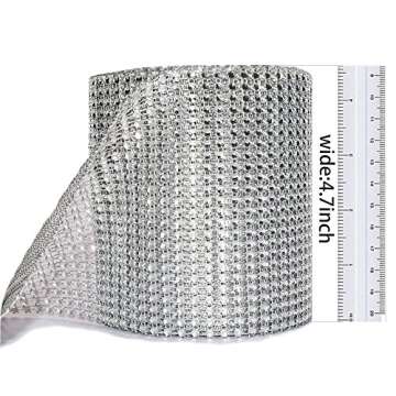 Bling Rhinestone Diamond Mesh Ribbon Wrap,Storystore Silver Acrylic Bling Diamond Wrap Ribbon for We...