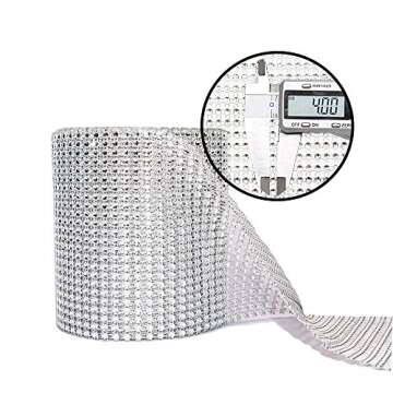 Bling Rhinestone Diamond Mesh Ribbon Wrap,Storystore Silver Acrylic Bling Diamond Wrap Ribbon for Wedding, Cake, Vase Decorations, Party Supplies (30Ft)