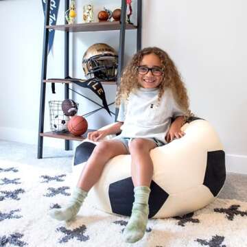 Big Joe Sports Ball Child-Sized Bean Bag Chair - Soccer Ball Design, Plush & Soft, 2.5 Feet