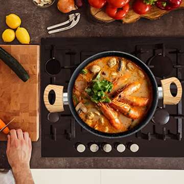 MAISON ARTS Pots and Pans Set Non Stick, 12 Piece Grey Granite Kitchen Cookware Induction Compatible, Pot and Pan Sets for Cooking Nonstick