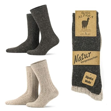 GoWith 2 Pairs Alpaca Wool Socks for Men and Women, Thermal Warm Crew Merino Socks, Unisex Heated Wi...