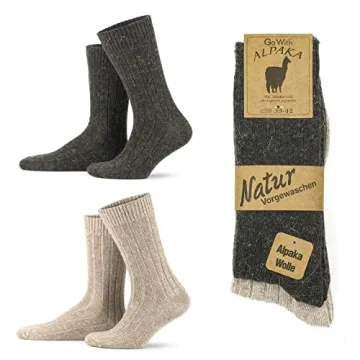 GoWith 2 Pairs Alpaca Wool Socks for Men and Women, Thermal Warm Crew Merino Socks, Unisex Heated Wi...