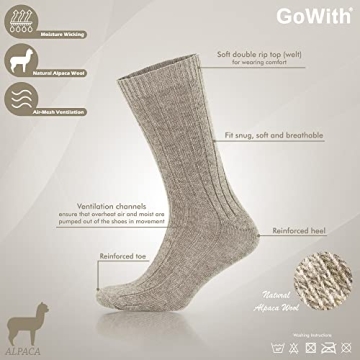 GoWith Warm Alpaca Wool Socks for Men Women, Winter Crew Socks