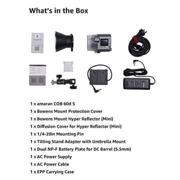 Aputure amaran 60dS Video Lighting,amaran 60d Studio Light,60W COB Daylight Bowens Mount Point-Source LED Video Light,App Control,Photography Lighting(amaran 60dS)