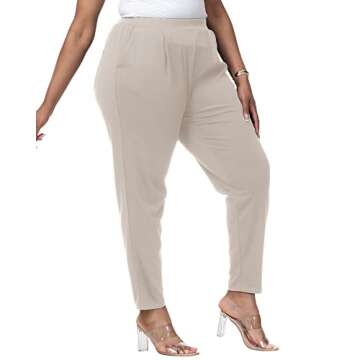 Gboomo Plus Size Casual Elastic Waist Tapered Pants