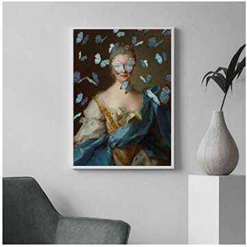 ASLKUYT Altered Vintage Portrait Eclectic Print Maximal Art Canvas Painting Female Surreal Rococo Ba...
