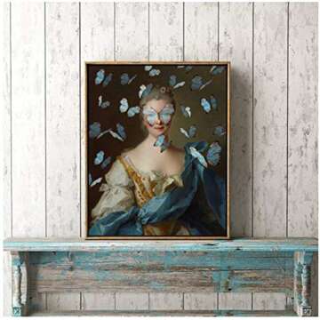 ASLKUYT Altered Vintage Portrait Eclectic Print Maximal Art Canvas Painting Female Surreal Rococo Baroque Poster Home Wall Decor-50x70cm No Frame