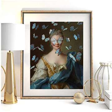 ASLKUYT Altered Vintage Portrait Eclectic Print Maximal Art Canvas Painting Female Surreal Rococo Baroque Poster Home Wall Decor-50x70cm No Frame