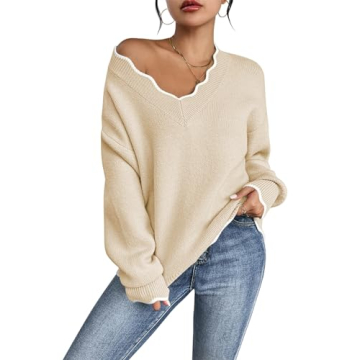 Pink Queen Fuzzy Sweaters for Women Date Night Color Contrast Long Sleeve V Neck Pullovers Fashion C...