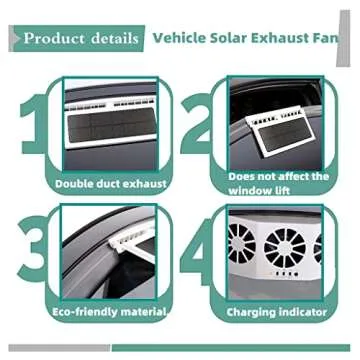 MYUOOT Solar Car Fan Auto Power Air Vent Fan for Car,portable Saving Energy Vehicle Window Cooler Fan, Car Exhaust Fan Cooler Circulate Ventilator,suitable for Most Cars,White