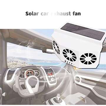 MYUOOT Solar Car Fan Auto Power Air Vent Fan for Car,portable Saving Energy Vehicle Window Cooler Fan, Car Exhaust Fan Cooler Circulate Ventilator,suitable for Most Cars,White
