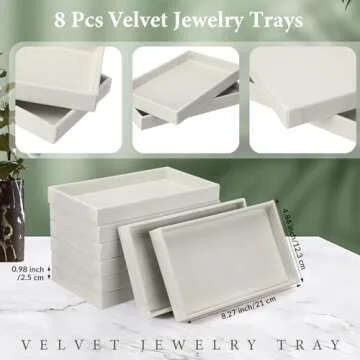 Inbagi 8 Pcs Small Velvet Jewelry Tray Stackable Jewelry Drawers Organizer Trays Jewelry Storage Tra...