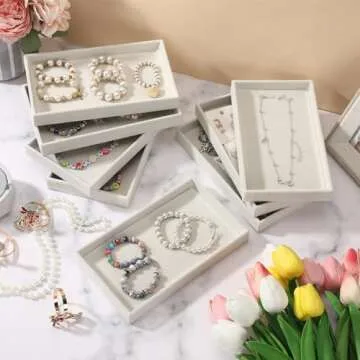 Inbagi Velvet Jewelry Trays - Luxurious Stackable Organizers