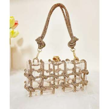 Clear Acrylic Bag Rhinestone Acrylic Clutch Crystal Evening Purses for Women Glitter Handbag for Wedding Cocktail Party Prom
