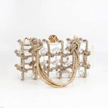 Clear Acrylic Bag Rhinestone Acrylic Clutch Crystal Evening Purses for Women Glitter Handbag for Wedding Cocktail Party Prom