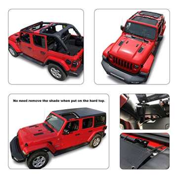 Shadeidea Sun Shade Top for Jeep Wrangler Sunshade JL Unlimited 4 Door, Front and Rear 2 piece - Mes...