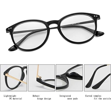 Retro Round Fake Glasses Lightweight Durable Frames