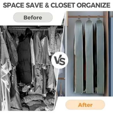 4 pack 60" Clear Garment Bags for Hanging Clothes, Suit Bags for Closet Storage, Clothing Storage, Garment Bags for Travel Covers with 4" Gussets for Coats, Dresses, Jackets, Shirts & Sweater