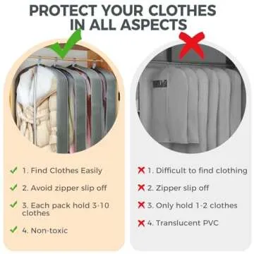 4 pack 60" Clear Garment Bags for Hanging Clothes, Suit Bags for Closet Storage, Clothing Storage, Garment Bags for Travel Covers with 4" Gussets for Coats, Dresses, Jackets, Shirts & Sweater