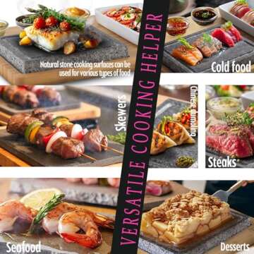Artestia Cooking Stones for Steak Stones Sizzling Hot Stone Set Hot Rock Cooking Stone Indoor Grill, Granite Stone Cooking Set/BBQ/Steak Grill (Upgrade Version)