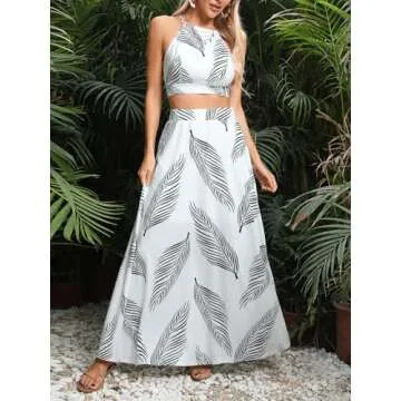 Verdusa Women's Tropical Print Beach Set for Summer