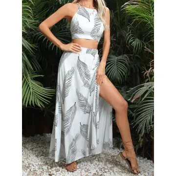 Verdusa Women's Tropical Print Beach Set for Summer