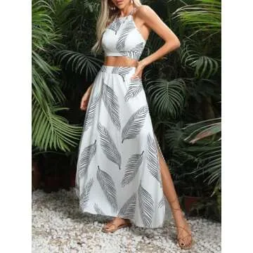 Verdusa Women's Tropical Print Beach Set for Summer