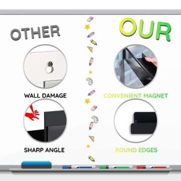 2 Pcs Magnetic Book Shelf for Whiteboard,Reusable Magnetic Book Holder and Magnetic Pen Holder，Use for Classroom,Office, Refrigerator (Black)