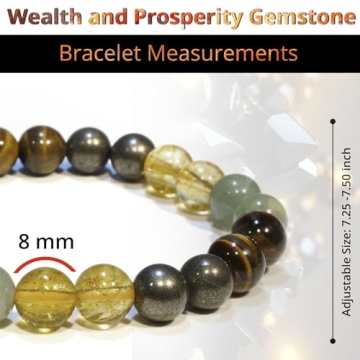 Wealth Prosperity Success Crystal Bracelet Set - Unisex Healing Gemstone Bracelets