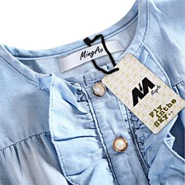 MingAo Little Girls Denim Floral Print Sleeveless Skirt Dresses 5-6 Years