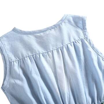 MingAo Little Girls Denim Floral Print Sleeveless Skirt Dresses 5-6 Years