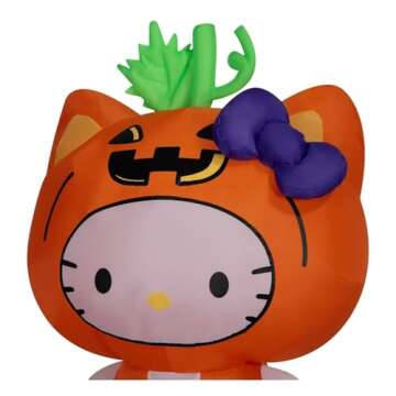 Halloween Hello Kitty in Pumpkin Suit Yard Inflatable with LED Lighting, 5 ft - Seasonal Indoor/Outdoor Decor
