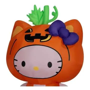 Halloween Hello Kitty in Pumpkin Suit Yard Inflatable with LED Lighting, 5 ft - Seasonal Indoor/Outdoor Decor