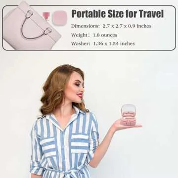 Vastsoon Contact Lens Case with Cleaner Washer, Travel Size Cute Colored Contact Lenses Applicator Removal Tool Kit with Mirror Solution Bottle for Daily Outdoor (Pink)