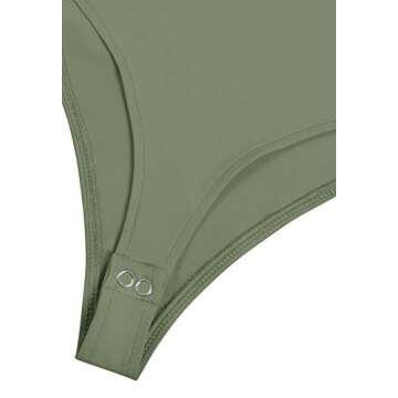 REORIA Women’s Casual Sleeveless Crew Neck Pads Shoulder Musle Bodycon Leotard Bodysuit Tank Tops Dark Green 2X-Large