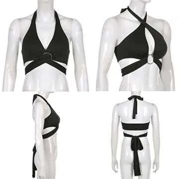 Beumissy Women's Sexy Halter Crop Top - Versatile & Stylish