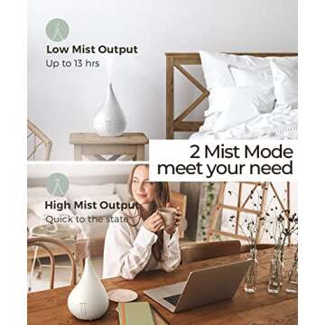 Aromacare, Aromatherapy Aroma Diffuser for Essential Oils, Cool Mist Humidifier for Home Bedroom, One Fill for 10Hours with Night Light 2 Mist Mode Waterless Auto-Off