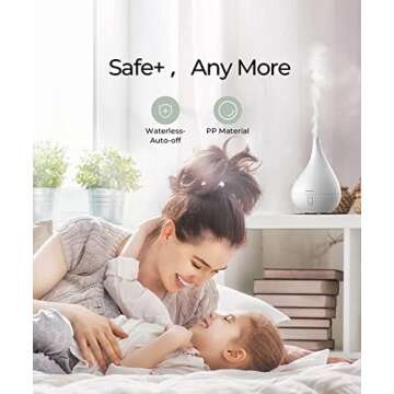 Aromacare, Aromatherapy Aroma Diffuser for Essential Oils, Cool Mist Humidifier for Home Bedroom, One Fill for 10Hours with Night Light 2 Mist Mode Waterless Auto-Off