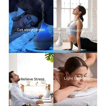 Aromacare, Aromatherapy Aroma Diffuser for Essential Oils, Cool Mist Humidifier for Home Bedroom, One Fill for 10Hours with Night Light 2 Mist Mode Waterless Auto-Off