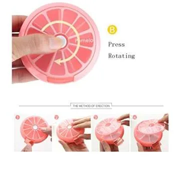 Pill Organizer Container with Rotating Compartments