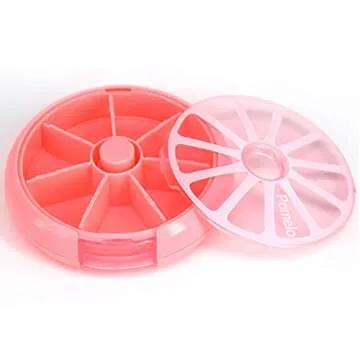 Pill Organizer Container with Rotating Compartments