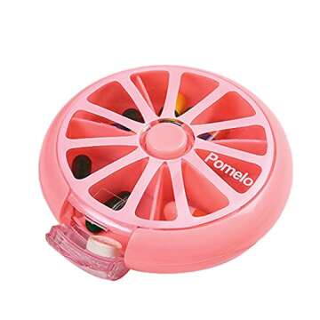 Pill Organizer Container with Rotating Compartments