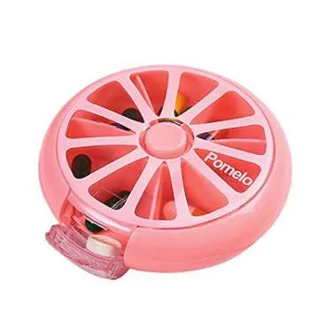Pill Organizer Container with Rotating Compartments