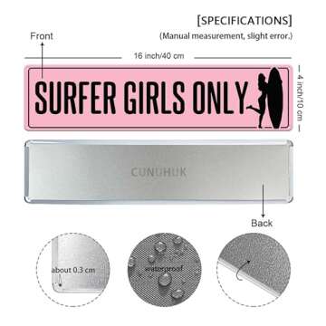 Surfer Girls Only Pink Tin Sign Vintage Metal Sign Retro Wall Art Poster Rustic Hanging Plaque Home ...