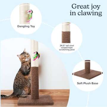 PETMAKER Cat Scratching Post - Tall Scratcher for Cats and Kittens with Sisal Rope and Carpet, Hangi...