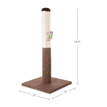 PETMAKER Cat Scratching Post - Tall Scratcher for Cats and Kittens with Sisal Rope and Carpet, Hanging Mouse Toy for Interactive Play (24.5 Inch)