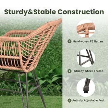 Leasbar Wicker Patio Furniture Set - Outdoor Bistro Perfect for Any Space