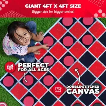 Vintage Giant Checkers & Tic Tac Toe Game for Kids